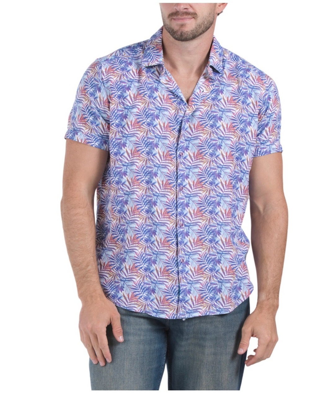 NWT Robert Graham Morrone Short Sleeve Linen Blend Shirt In Multi 2XL